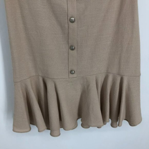 Veronica Beard Cream Colored Winnie Off Shoulder Flounce Knee Length Dress 10 - Picture 7 of 7